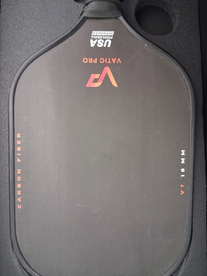 VATIC PRO V7 CARBON FIBER PICKLEBALL PADDLE - 16MM - BLACK/ orange image 4