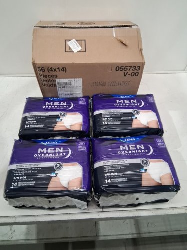 56pk men's tena overnight extra coverage underwear - small/medium (34" - 50") - white (MODEL: 055733) image 2