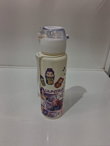 k-pop demon humters plastic flip-straw water bottle - 27oz - white/assorted colours image 3
