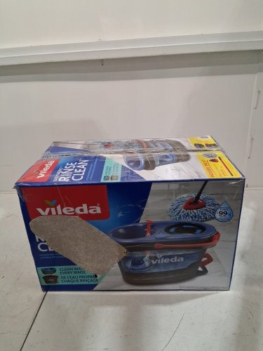 vileda easywring rinseclean spin mop & bucket system with reusable microfiber mophead & extendable handle - blue image 2