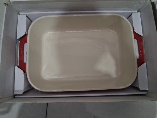 2PC STAUB CERAMIC BAKEWARE SET - CHERRY RED/WHITE image 3