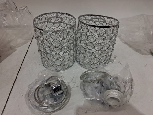2PK Crystal and Chrome Light Shades - 5" X 4" - Chrome / Silver image 3