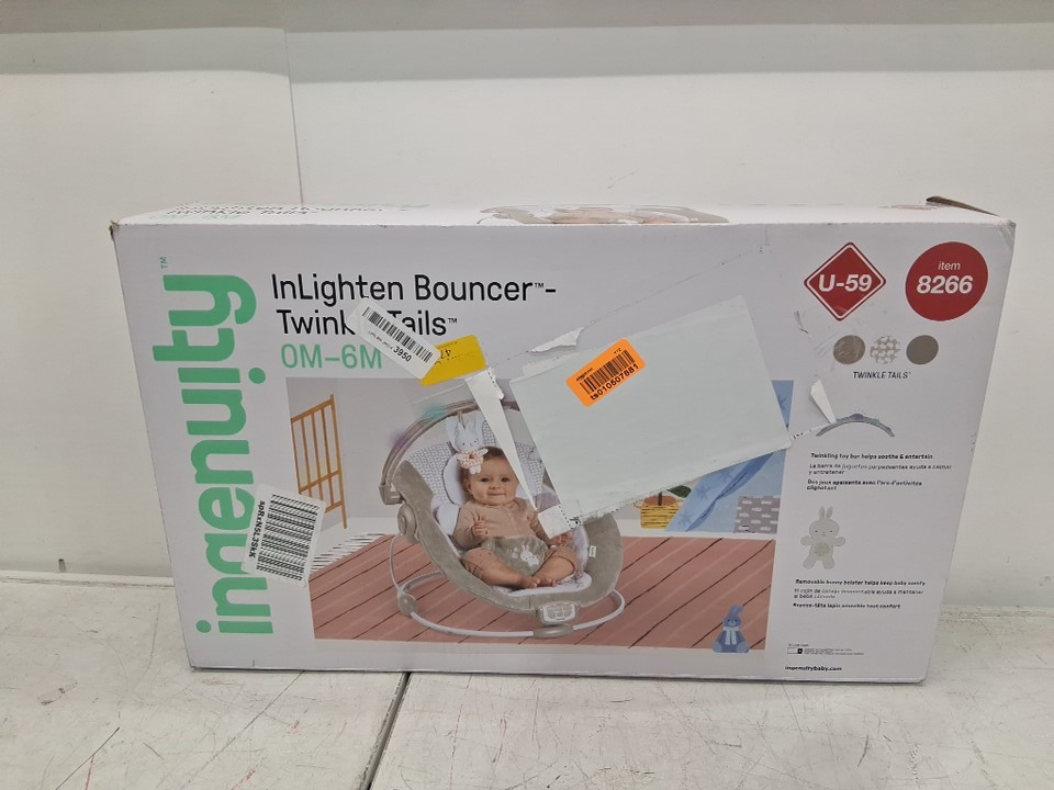 INGENUITY INLIGHTEN baby BOUNCER with lights vibration sounds and music - 20LB max - twinkle tails bunny theme - twinkle tails bunny (MODEL: 8266 / 11200) image 2