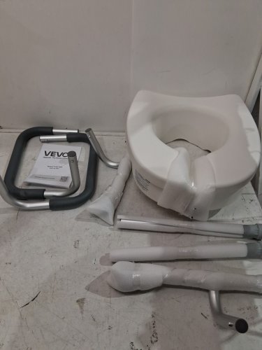VEVOR Raised Toilet Seat with Arms - 5" - 350 lbs max - white/grey (model: fbl760657) image 3