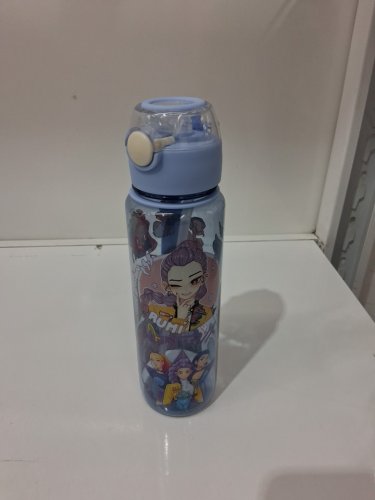 k-pop demon hunter plastic water bottle with flip straw - 27oz - blue image 2