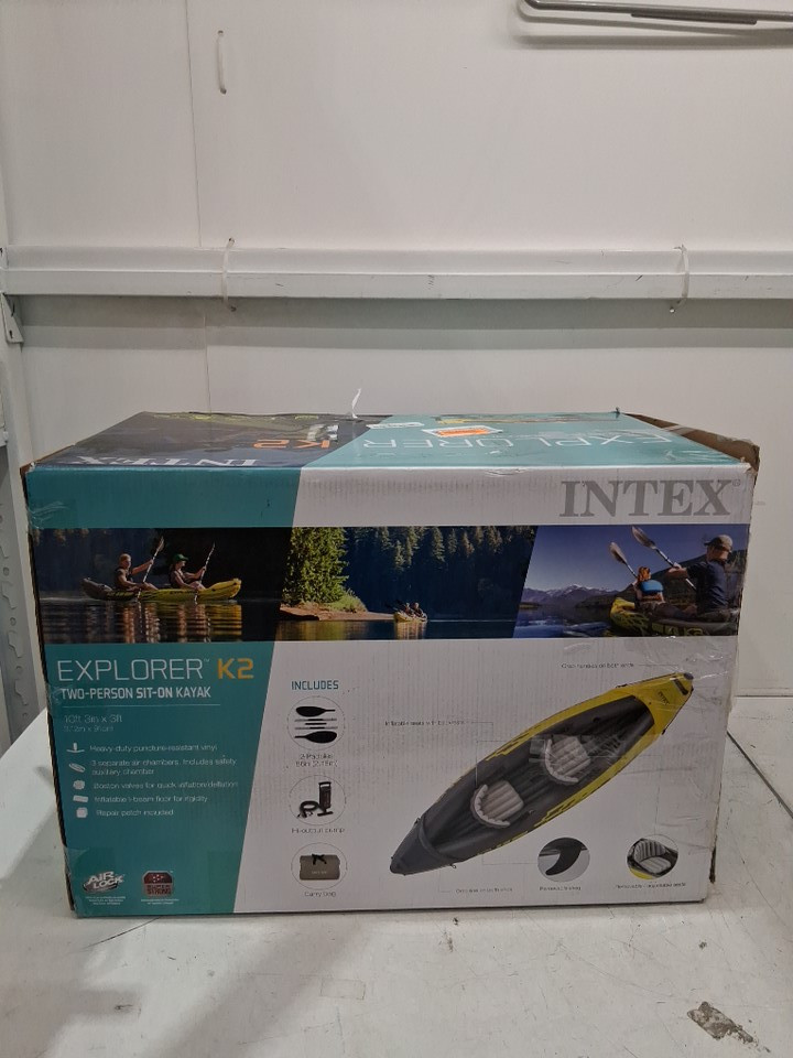 INTEX K1 CHALLENGER INFLATABLE KAYAK SET With PADDLE & CARRY BAG - 9FT - 220LB - BLUE/GREEN (MODEL: 68305NP) image 3