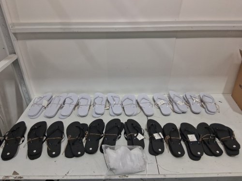 24PK Flip Flops for Wedding Guest - ASSORTED SIZES - BLACK/WHITE image 3