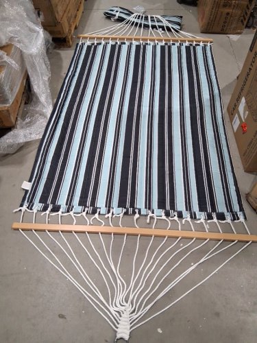 lazy daze hammocks Large Double Stripes Quilted Hammock - 55" - aqua navy (model: HMQFH034) image 3