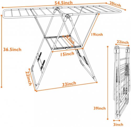 DORTALA Foldable Laundry Drying Rack - 36.5" x 54.5" x 20" - White (Model: HW53986) image 2