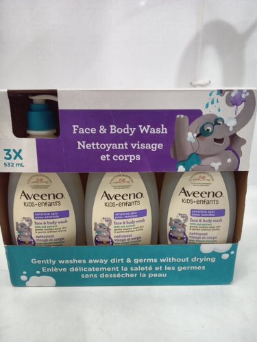 3pk aveeno kids FACE & BODY WASH WITH OAT EXTRACT - SENSITIVE SKIN - 532ML/EACH image 2