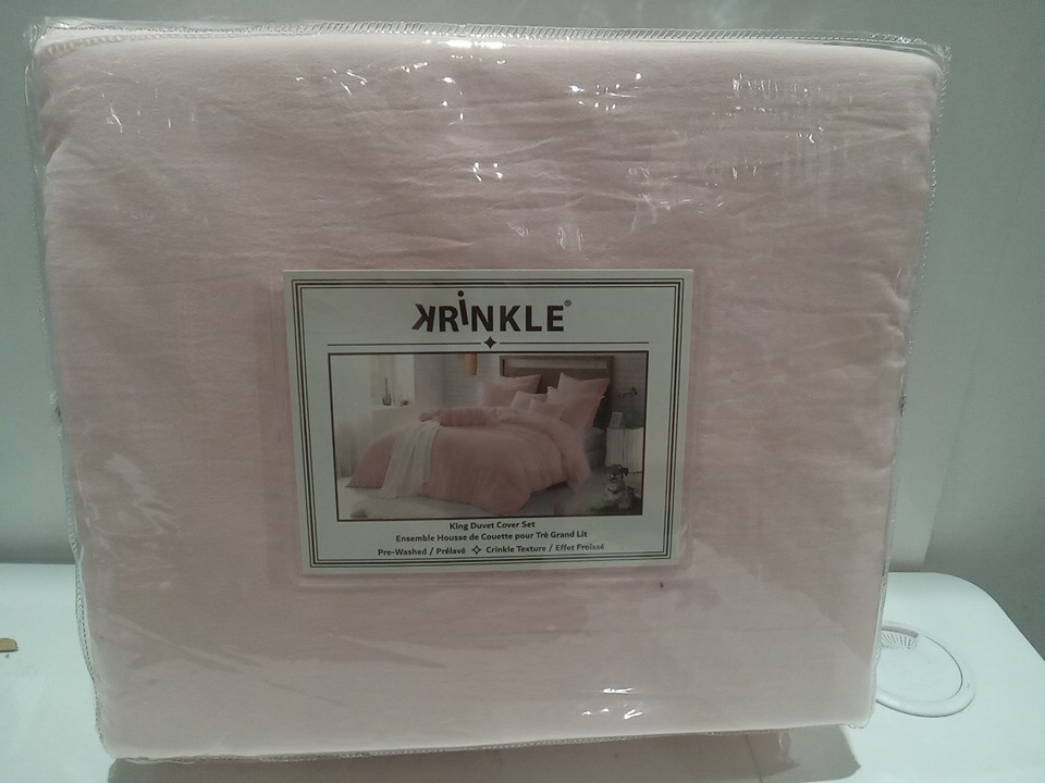 3PC KRINKLE pre washed DUVET COVER SET - king - rose blush (model: 917719) image 5