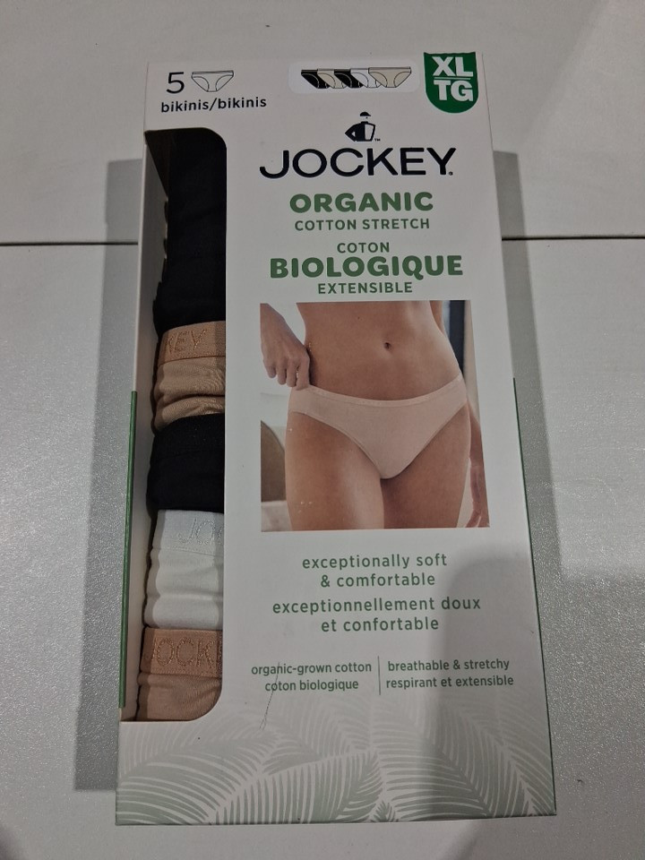 5pk Women's Jockey Organic Cotton Stretch Bikini Briefs - Extra Large - Black/Taupe/White - (Style: 1969708) image 2