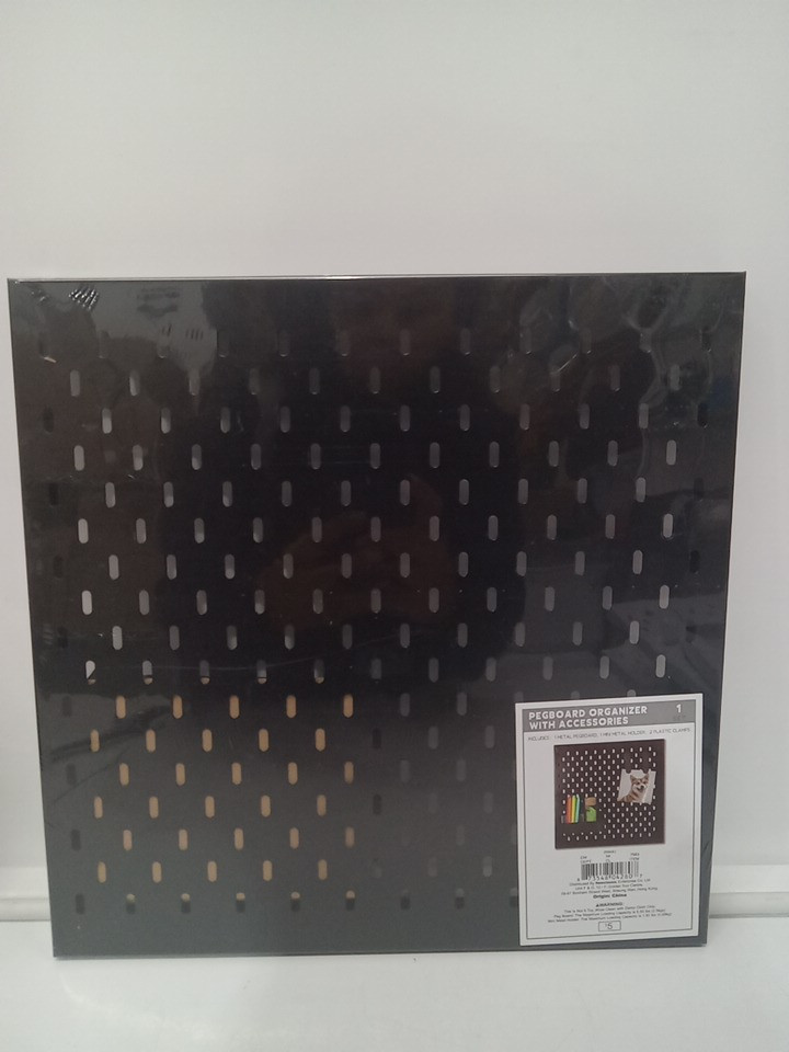 4 SMALL WALL-MOUNT PEGBOARD ORGANIZER WITH ACCESSORIES - 11.75" - BLACK image 3