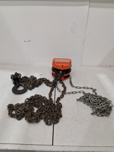vevor heavy duty manual hand chain pulley hoist block - 10ft / 4400lbs cap - orange/black/silver (MODEL: hs-c-2t-3m) image 2