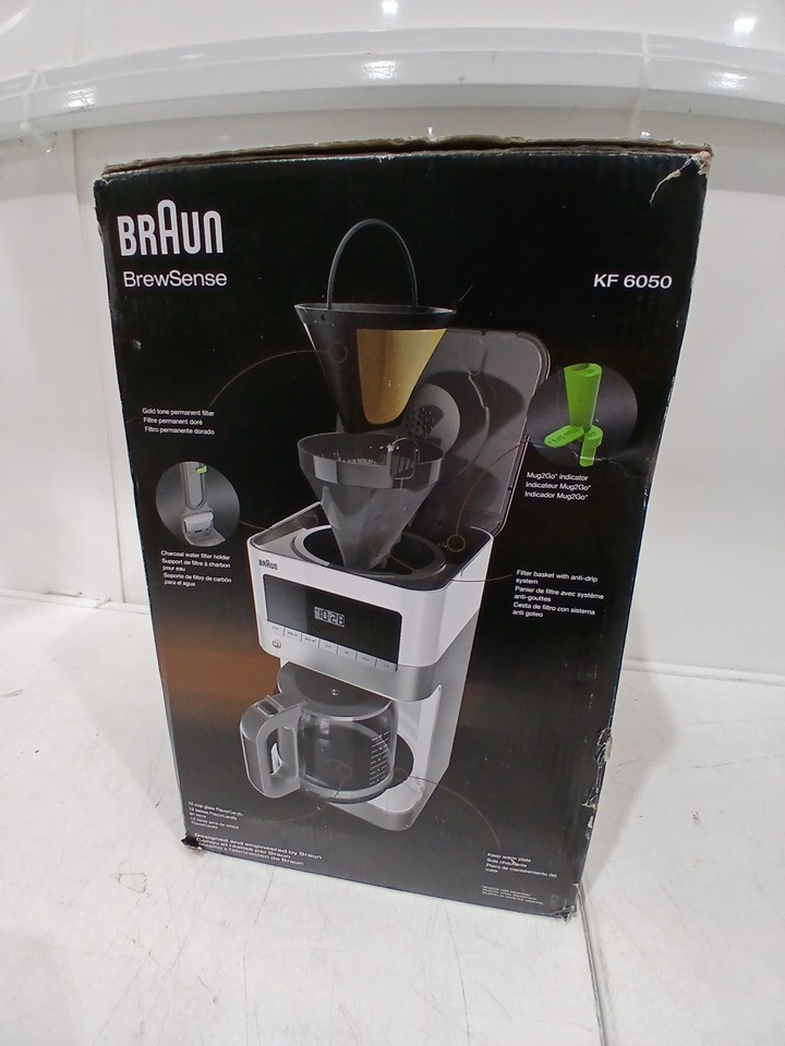 BRAUN 12-CUP BREWSENSE DRIP COFFEE MAKER - WHITE/SILVER (MODEL: KF6050) image 2