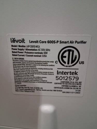 levoit vesync core 600s true hepa filter large room air purifier with app control - 1980sq.ft/hr coverage - white (model: lap-c601s-wca) image 8