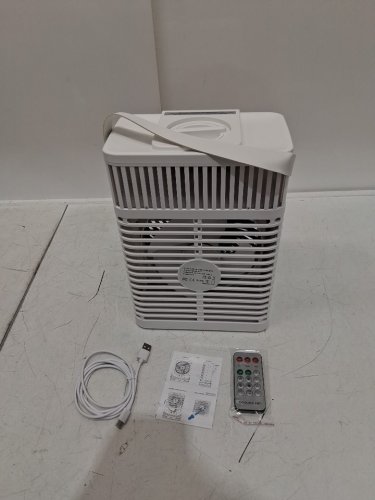 TIOKVIOP 4-in-1 personal portable evaporative air cooling fan with remote, 3 wind speed, 3 cool mist, 2-8 hour timer, and led light - WHITE (model: ab-1) image 3