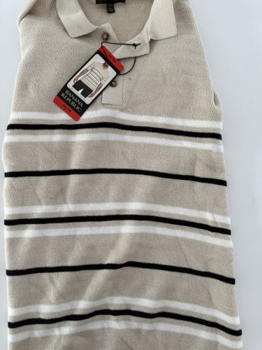 Men's Banana Republic Short Sleeve Polo Sweater - medium - LIGHT BROWN/CREAM/BLACK (style: 1997366) image 2