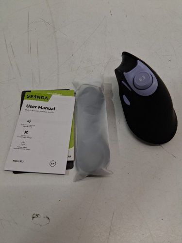 seenda rechargeable wireless ergonomic optical mouse with volume knob, quiet click, & palm rest - 1000/1600/2400DPI - black/purple (model: MOU-302) image 2