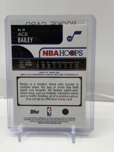 ACE BAILEY ROOKIE CARD - TOPPS NBA HOOPS 2026 (#38) image 2