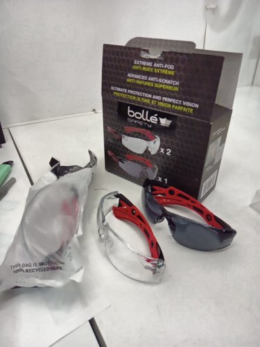 3pk unisex bolle safety extreme anti-fog and anti-scratch eyewear safety protection - OSFM - red/black (style: 1773030) image 2