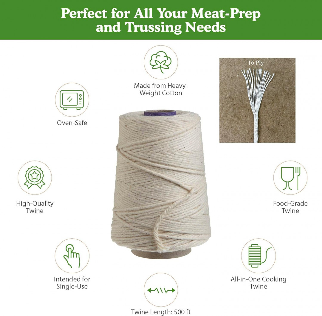 2 Regency wraps Naturals 100% Cotton Cooking Twine for meat preparation - 500ft / each - white image 2