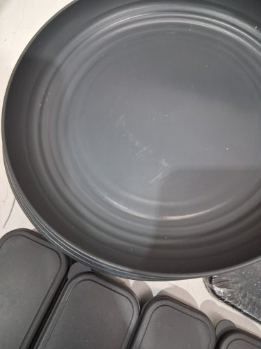 51pc meiloly Unbreakable Wheat Straw Dinnerware Sets - 6 setings total - dark grey image 3