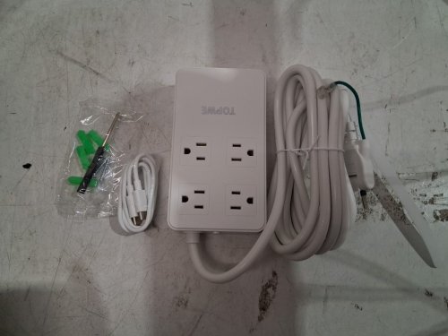 TOPWE SURGE PROTECTOR Extension Cord with 8 Outlets and 4 usb plug ins - 10 Ft - white (model: TC242-2C2U-100WJ) image 4