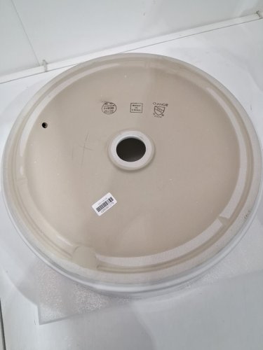 Stylish Porcelain Round over the counter Vessel Bathroom Sink with center drain - 16” - 5.5” depth - white porcelain (model: p-228h posh) image 10