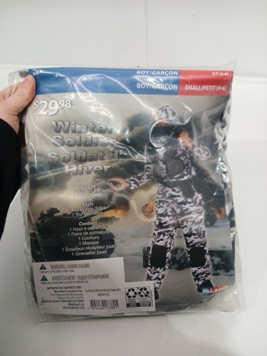 6PC BOYS WINTER SOLDIER COSTUME - LARGE 10/12 - GRAY/WHITE CAMOUFLAGE image 2