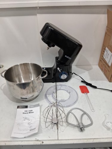 kUCCU 6-speed tilt-head electric stand mixer with splash guard & hook, whisk & beater- 8.5qt - black (model: sm-1508) image 3