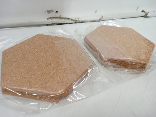 2 (4PK) Self Adhesive Peel and Stick Hexagon Cork Bulletin Board - 4" each - brown image 2