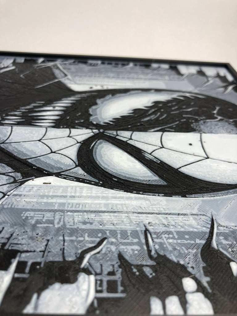 8.5"x8.5" 3D Printed - Spiderman and Venom - Marvel - Textured Photo image 3