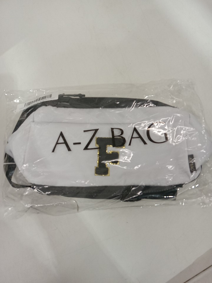 2pc A-Z BAG Travel Toiletry/MAKEUP bag With rfid - bold letter F - white/black image 3
