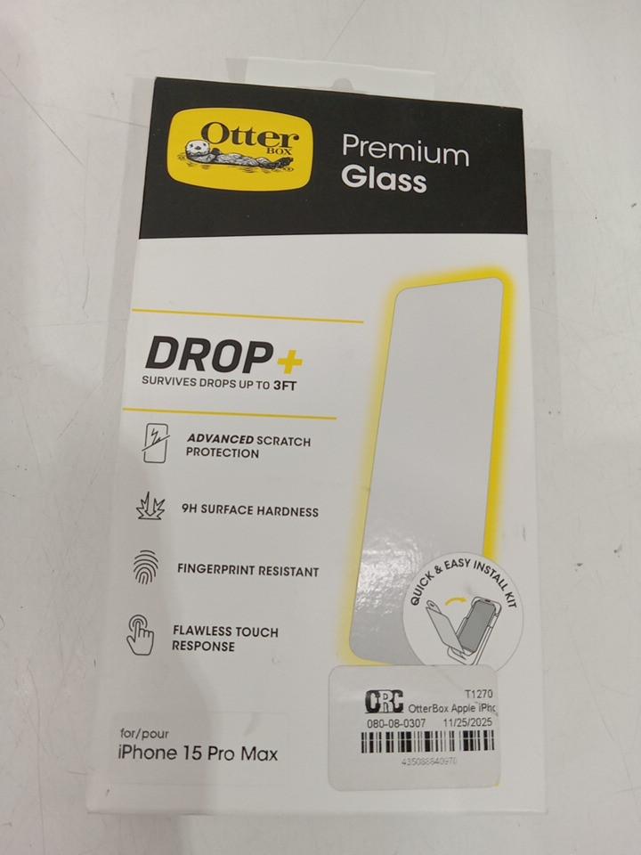 OtterBox iPhone 15 Pro max Premium antimicrobial, anti-scratch protection Glass screen protector image 2