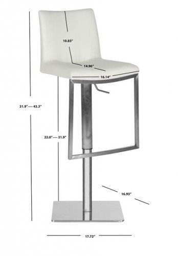 SAFAVIEH PU LEATEHER Ember Bar Stool- 275LBS CAPACITY - WHITE (MODEL: FOX3009C) image 2