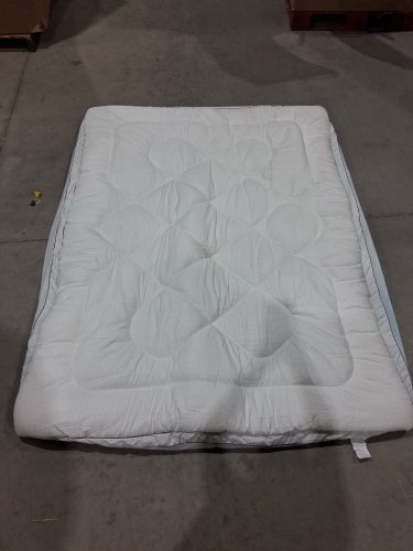 premium mattress topper with gel memory foam - queen - 60" x 80" - blue/white image 3