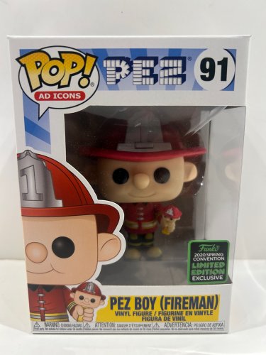 Funko pop! **2020 spring convention** ad icons: pez - pez boy (fireman) vinyl figure (#91) image 2