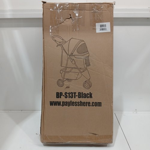 bestpet 3 Wheel folding Pet Stroller with cup holders, storage basket, and mesh cover - 33" x 38.6" x 17.5" - 20.9" x 19.7" basket - black (model : bp-s13t-black) image 2