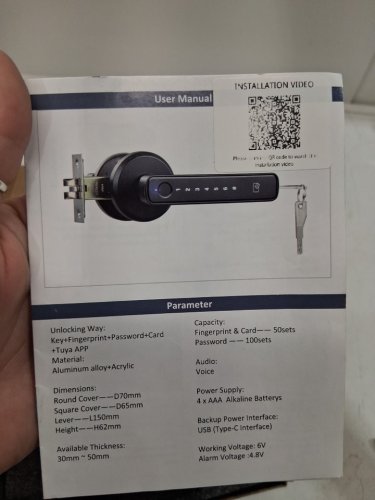SMART FINGERPRINT Smart Door ENTRY Lock HANDLES - BLACK image 3