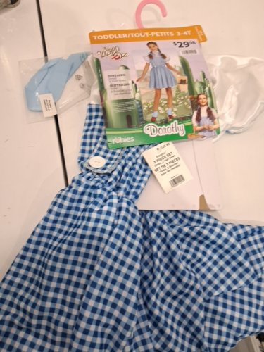 3PC TODDLER RUBIES WIDARD OF OZ DOROTHY COSTUME - 3-4T - BLUE AND WHITE image 2
