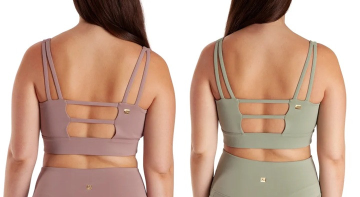 2pk women's aurum square neck moisture wicking performance sport bra - small - mauve/sage green - (style: 1991311) image 2