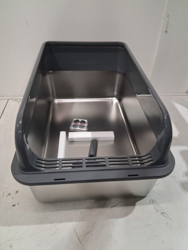 MEOW!! STAINLESS STEEL CAT LITTER BOX - LARGE (23.5"X10.9" - GREY image 3