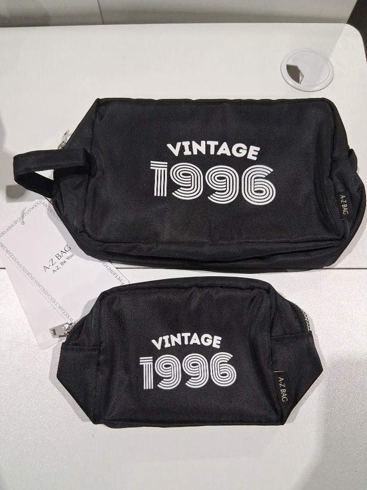 2pc A-Z BAG Toiletry and makeup organizer bag set - VINTAGE 1996 - Black - (Model: P861) image 5