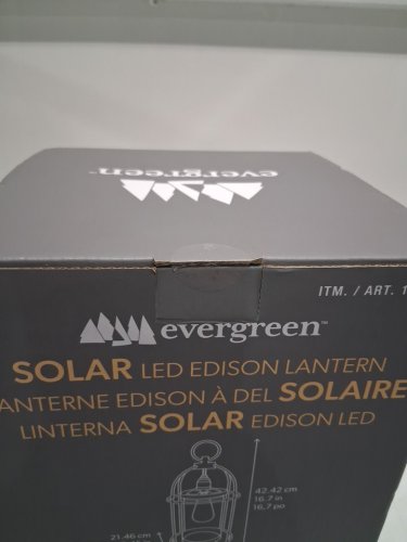 evergreen Edison Solar Led Lantern - 16" - black (model: 1514590 ) image 3