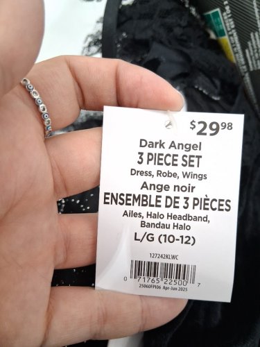 3PC DARK SPARKLE ANGEL COSTUME - large 10/12 - BLACK SILVER image 4