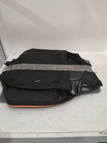 Foldable vented soft pet crate for car travel - small - orange/black image 2
