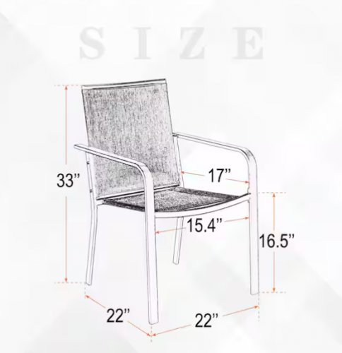 6pk Anmutig Stackable Metal Patio Outdoor Dining Chairs - 250lbs capacity - grey (model: CDGGY-6) image 2