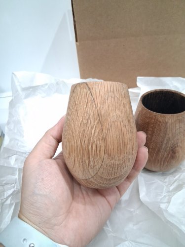2 hand crafted wooden oak whiskey drinking tumblers with charred inside - made with oak whiskey barrels - holds up to 4oz - brown image 5