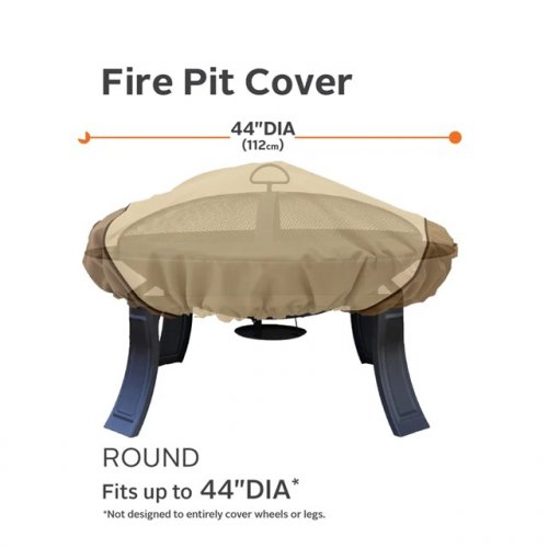 Classic accessories Veranda Water-Resistant Round Fire Pit Cover - 44" x 44" - Pebble/Bark/Earth (model: 78992) image 2